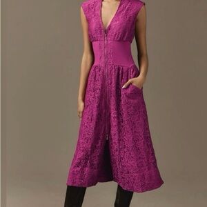 Anthropologie The Tommie Cap-Sleeve Front-Zip Shirt
Dress Lace Edition, Large